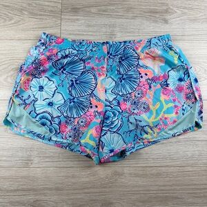Lilly Pulitzer Luxletic Ocean Trail Athletic Shorts Bali Blue Once Upon A Tide L